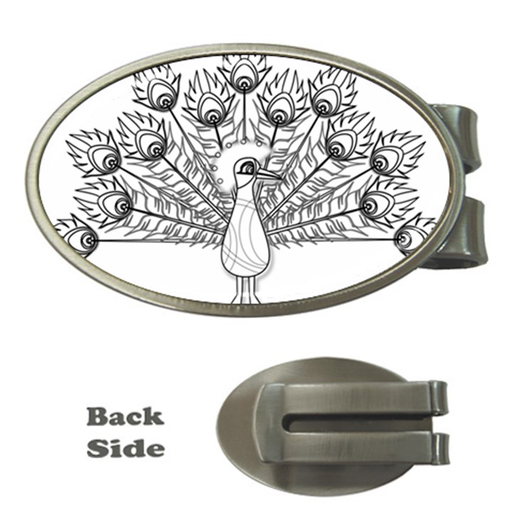 Peacock-plumage-display-bird Money Clips (Oval) 