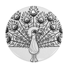 Peacock-plumage-display-bird Round Ornament (two Sides)