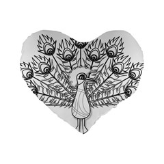 Peacock-plumage-display-bird Standard 16  Premium Heart Shape Cushions