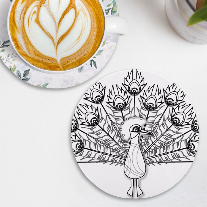 Peacock-plumage-display-bird UV Print Round Tile Coaster