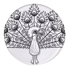 Peacock-plumage-display-bird Round Glass Fridge Magnet (4 Pack)