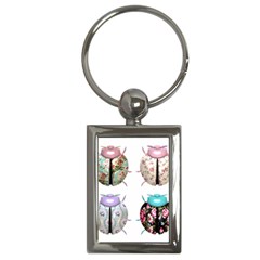 Ladybug-flower-pattern-shabby-chic Key Chain (rectangle)