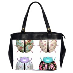 Ladybug-flower-pattern-shabby-chic Oversize Office Handbag (2 Sides) by 99art