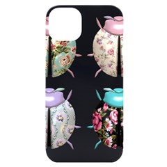 Ladybug-flower-pattern-shabby-chic Iphone 14 Plus Black Uv Print Case by 99art