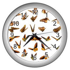 Butterfly Butterflies Insect Swarm Wall Clock (silver) by 99art