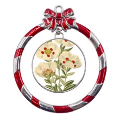 Nature-flower-leaf-plant-isolated Metal Red Ribbon Round Ornament