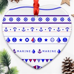 Marine Nautical Clip Art Heart Ornament (two Sides)