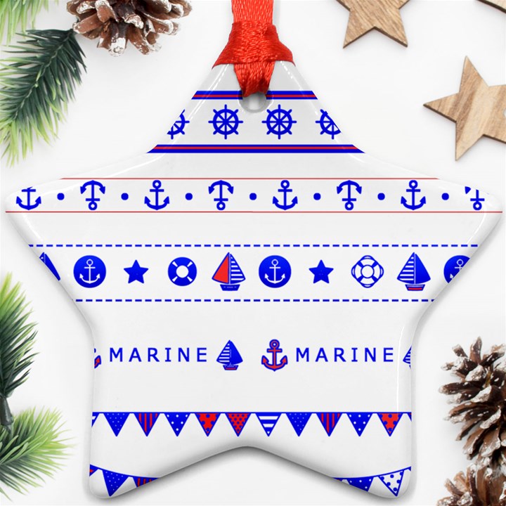 Marine Nautical Clip Art Star Ornament (Two Sides)