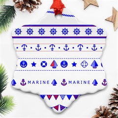 Marine Nautical Clip Art Snowflake Ornament (two Sides)