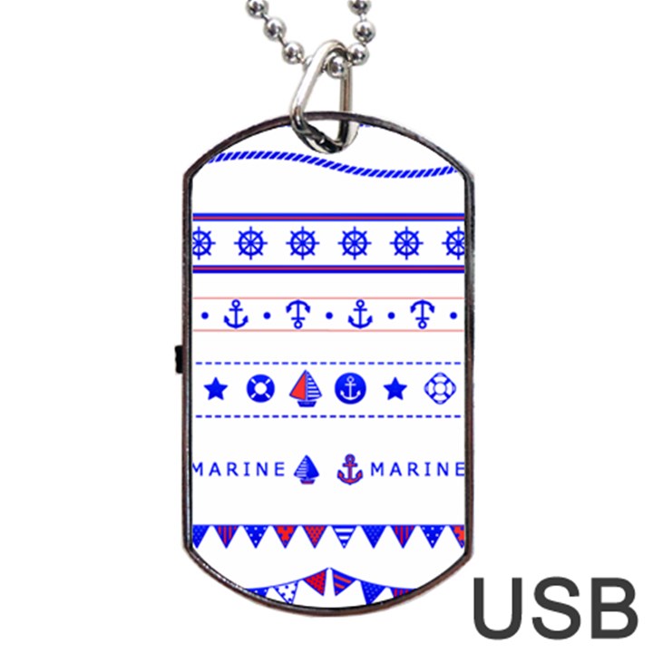 Marine Nautical Clip Art Dog Tag USB Flash (Two Sides)