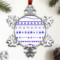 Marine Nautical Clip Art Metal Small Snowflake Ornament by 99art