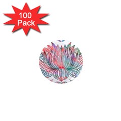 Lotus Feathers Boho Watercolor 1  Mini Magnets (100 Pack)  by 99art