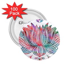 Lotus Feathers Boho Watercolor 2 25  Buttons (100 Pack)  by 99art