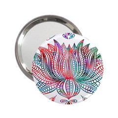 Lotus Feathers Boho Watercolor 2 25  Handbag Mirrors by 99art