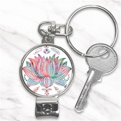 Lotus Feathers Boho Watercolor Nail Clippers Key Chain by 99art