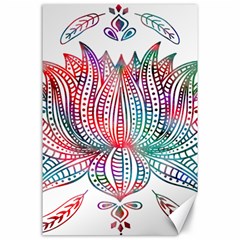 Lotus Feathers Boho Watercolor Canvas 24  X 36  by 99art