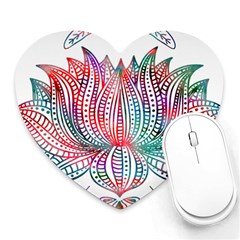 Lotus Feathers Boho Watercolor Heart Mousepad by 99art