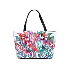 Lotus Feathers Boho Watercolor Classic Shoulder Handbag by 99art