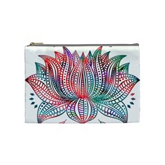 Lotus Feathers Boho Watercolor Cosmetic Bag (medium) by 99art