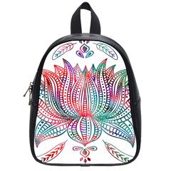 Lotus Feathers Boho Watercolor School Bag (small) by 99art