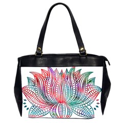 Lotus Feathers Boho Watercolor Oversize Office Handbag (2 Sides) by 99art