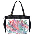 Lotus Feathers Boho Watercolor Oversize Office Handbag (2 Sides) Back