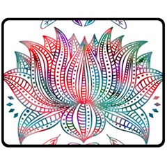 Lotus Feathers Boho Watercolor Fleece Blanket (medium) by 99art