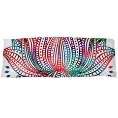 Lotus Feathers Boho Watercolor Body Pillow Case (dakimakura) by 99art