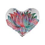 Lotus Feathers Boho Watercolor Standard 16  Premium Heart Shape Cushions Back