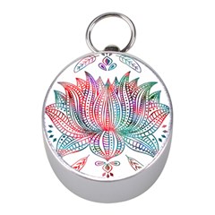 Lotus Feathers Boho Watercolor Mini Silver Compasses by 99art