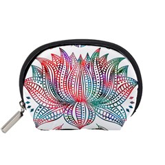 Lotus Feathers Boho Watercolor Accessory Pouch (small) by 99art