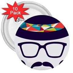 Party Hat Cartoon 3  Buttons (10 Pack)  by 99art