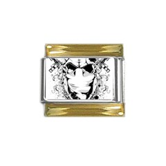 Graphic-design-vector-skull Gold Trim Italian Charm (9mm) by 99art