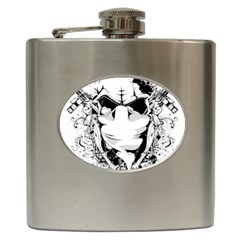 Graphic-design-vector-skull Hip Flask (6 Oz) by 99art