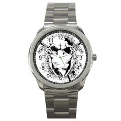 Graphic-design-vector-skull Sport Metal Watch by 99art