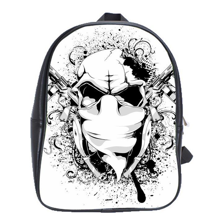 Graphic-design-vector-skull School Bag (Large)