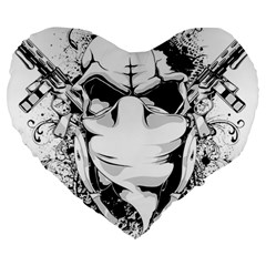 Graphic-design-vector-skull Large 19  Premium Flano Heart Shape Cushions by 99art