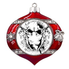 Graphic-design-vector-skull Metal Snowflake And Bell Red Ornament