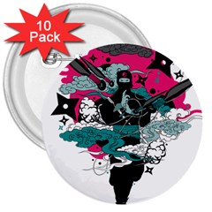 Japan Ninja-japanese-samurai-color- 3  Buttons (10 Pack)  by 99art