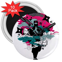 Japan Ninja-japanese-samurai-color- 3  Magnets (10 Pack)  by 99art