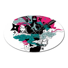 Japan Ninja-japanese-samurai-color- Oval Magnet by 99art