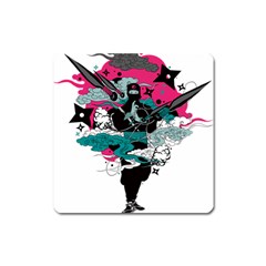 Japan Ninja-japanese-samurai-color- Square Magnet by 99art