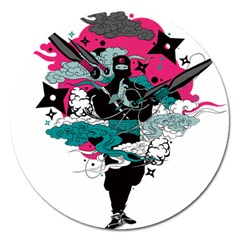 Japan Ninja-japanese-samurai-color- Magnet 5  (round) by 99art