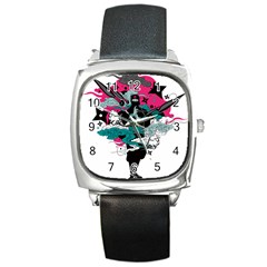 Japan Ninja-japanese-samurai-color- Square Metal Watch