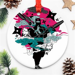 Japan Ninja-japanese-samurai-color- Round Ornament (two Sides)