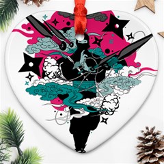 Japan Ninja-japanese-samurai-color- Heart Ornament (two Sides) by 99art