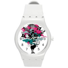 Japan Ninja-japanese-samurai-color- Round Plastic Sport Watch (m) by 99art