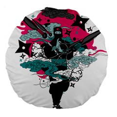 Japan Ninja-japanese-samurai-color- Large 18  Premium Round Cushions by 99art