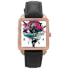 Japan Ninja-japanese-samurai-color- Rose Gold Leather Watch  by 99art