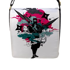 Japan Ninja-japanese-samurai-color- Flap Closure Messenger Bag (l) by 99art